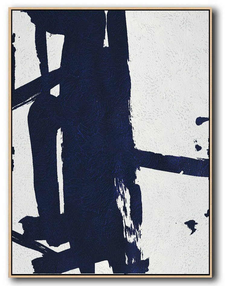Buy Hand Painted Navy Blue Abstract Painting Online,Modern Paintings #N0E7